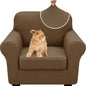 XINEAGE New 2 Pieces Chair Covers with Arms Super Stretch Chair Slipcover for Living Room Pet Dog Universal Slip Cover Anti Slip Armchair Furniture Protector (Brown), 31"-46"(1 Cushion)