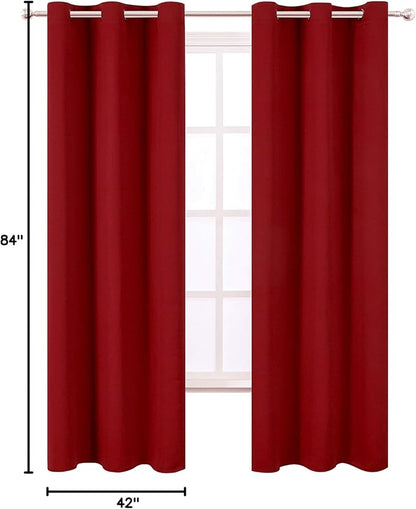 LEMOMO Blackout Curtains 42 x 84 Inch - Red Curtains Set of 2 Panels - Room Darkening, Thermal Insulated for Living Room