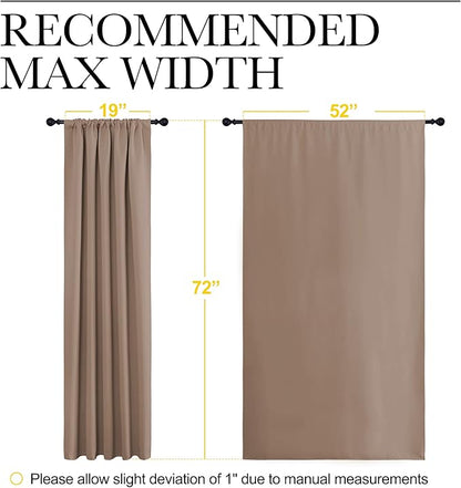 NICETOWN Kids Blackout Curtain Panels - Window Treatment Thermal Insulated Solid Rod Pocket Blackout Drapes for Bedroom (Cappuccino, Set of 2, 52 by 72 Inch)