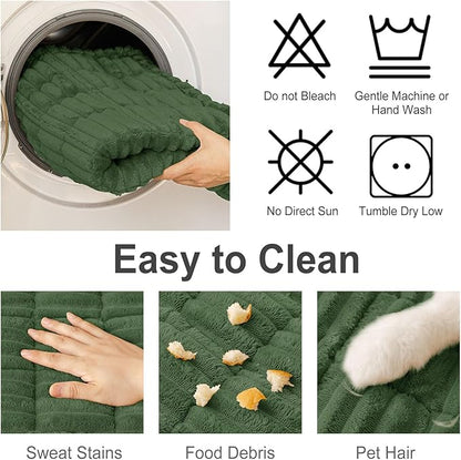 hyha Couch Covers for Dogs Washable, Non Slip Plush Dog Sofa Protectors, Fuzzy Pet Couch Covers for 3 Cushion Sofa Pet Friendly (Dark Green, 27.6" x 70.9")