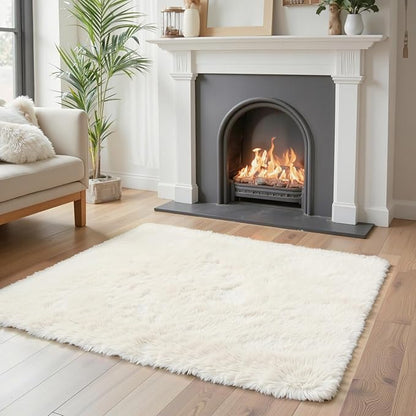 Small Rugs for Bedroom 2x3 Rug, Soft Area Rug for Living Room Dorm, Non Slip Shag Rugs for Girls Boys Bedroom, Soft Kids Carpet, Modern Home Decor Aesthetic(Cream, 2 x 3)