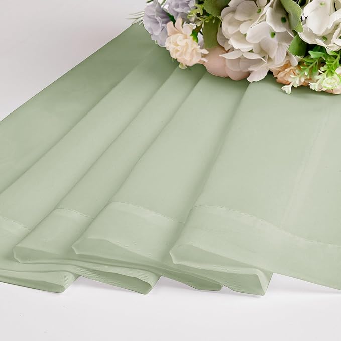 OWENIE Sheer Curtains 54 inches Long 2 Panles for Living Room Bedroom Small Windowm, Rod Pocket Light Filtering Voile Sheers Drapes, 42" W x 54" L, Light Green