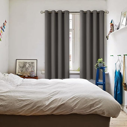 BGment Blackout Curtains for Bedroom - Grommet Thermal Insulated Room Darkening Curtains for Living Room, Set of 2 Panels (52 x 63 Inch, Grey)