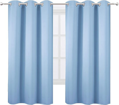 LEMOMO Sky Blue Thermal Blackout Curtains/38 x 63 Inch/Set of 2 Panels Room Darkening Curtains for Bedroom