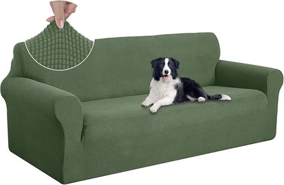 U-NICE HOME Oversized Stretch Sofa Slipcover, Soft Jacquard Fabric Couch Cover, Pet Friendly Furniture Protector, Loden Frost