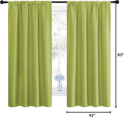 NICETOWN Green Blackout Draperies Curtains - Thermal Insulated Home Decoration Blackout Drapes for Kid's Room (1 Pair, 42 x 63 Inch, Fresh Green)