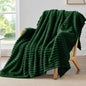 BEDELITE Twin Blanket for Couch & Bed, 300GSM Soft & Warm Fleece Blanket, Decorative and Giftable Striped Forest Green Blankets for Women, Men, 60"x80"