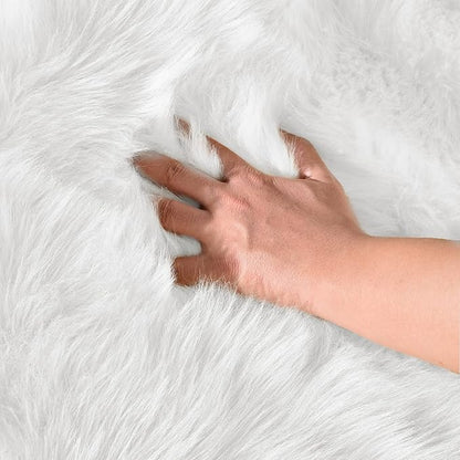 Latepis 9x12 Area Rug for Bedroom White Fluffy Rugs Washable Faux Fur Rug for Living Room Fuzzy Shaggy Rug for Office Entertainment Room Home Décor Rectangle