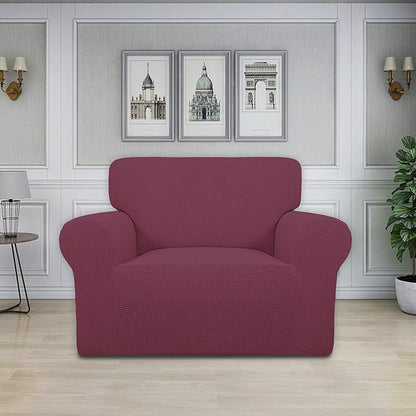 Easy-Going Stretch Oversized Chair Sofa Slipcover 1-Piece Couch Sofa Cover Furniture Protector Soft with Elastic Bottom for Kids Spandex Jacquard Fabric Small Checks ASH Rose