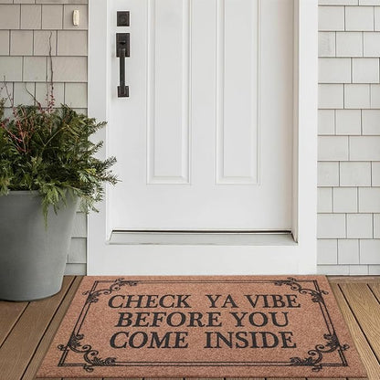 Front Door Indoor Outdoor Entrance Doormat Brown Rubber Welcome Door Mat Come Inside This House Doormat Anti Slip Easy to Clean Corridor Patio Entry Mat 36" x 24"
