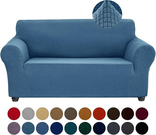 Joccun Stretch Loveseat Couch Cover Slipcover, 1-Piece Sofa Cover for 2 Cushion Couch Spandex Jacquard Washable Furniture Protector Cover for Living Room,Kids,Pets（Loveseat,Niagara）