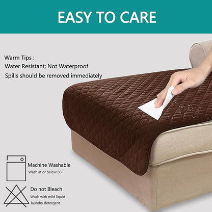 U-NICE HOME Sectional Couch Cover for Dogs Pets Chaise Lounge Reversible Sofa Cover Furniture Protector with Elastic Adjustable Strap, Brown
