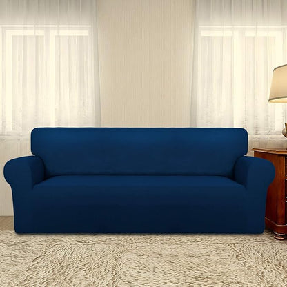 PureFit Super Stretch Sofa Slipcover – Spandex Non Slip Soft Couch Sofa Cover, Washable Furniture Protector with Non Skid Foam and Elastic Bottom for Kids, Pets （Sofa, Navy）