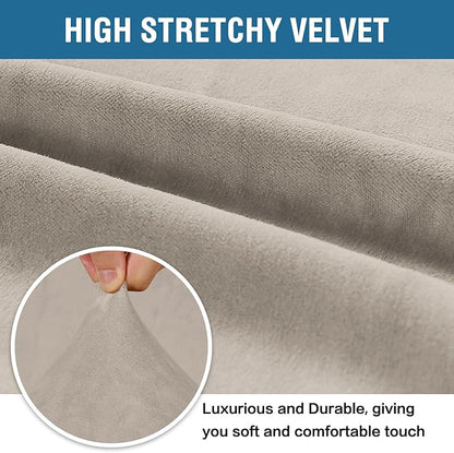 H.VERSAILTEX Stretch Velvet Sofa Covers for 3 Cushion Couch Covers Furniture Protector Soft with Non Slip Elastic Bottom, Crafted from Thick Comfy Rich Velour (Sofa 72"-90", French Oak)