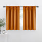 NICETOWN Room Darkening Cafe Satin Curtains for Small Windows, 42" Wide by 36" Long, 2 Panels, Orange, Rod Pocket Privacy Faux Silk Blackout Drapes for Kitchen