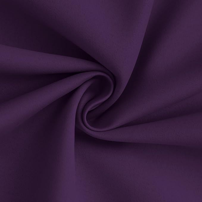 Yakamok 100% Blackout Curtain Panels 84 inches Cold and Light Blocking Drapes for Nursery, 2 Thick Layers Thermal Insulated Draperies (2 Pieces, 40 Wide Each Panel, Purple/White Backing)