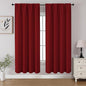 CUCRAF Red Blackout Curtains 63 inch Length 2 Panels Set, Rod Pocket Room Darkening Drapes for Bedroom Living Room, Insulated Thermal Light Blocking Window Curtain (W52 x L63 Inch)