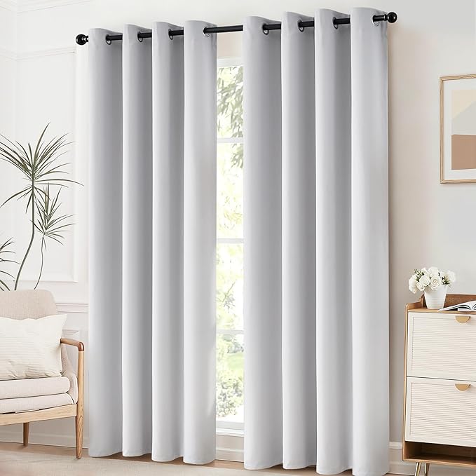 Yakamok Blackout Thermal Insulated Window Curtain Valance for Living Room Bedroom Set of 2 Panels,Greyish White,52" Wide x 45" Long