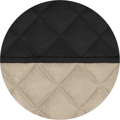 PureFit Reversible Quilted Sofa Cover, Water Resistant Slipcover Furniture Protector, Washable Couch Cover with Non Slip and Elastic Straps for Kids, Dogs, Pets (Chair, Black/Beige)