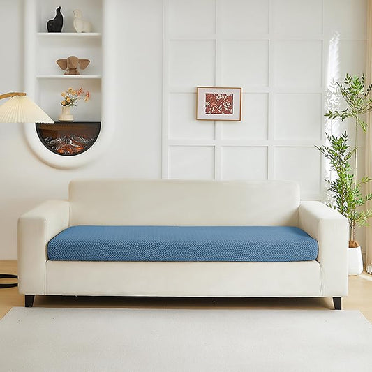 Couch Cushion Covers for Sofa Couch Covers Wear-Resistant Universal Sofa Cover Washable Stretch for Sectional Slipcovers (Texture-Blue,Large Triple Seat Cover)