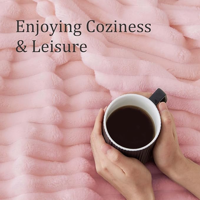 BEDELITE Fleece Pink Throw Blanket for Couch - 300GSM Soft & Warm Valentines Blanket Gifts for Women Girls, Decorative Spring Pink Blankets for Home, 50"x60"