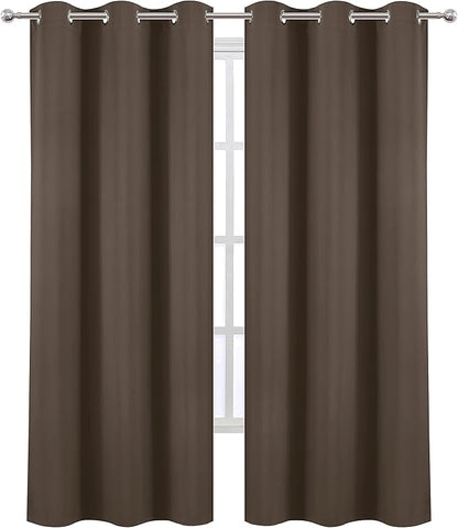 LEMOMO Chocolate Brown Thermal Blackout Curtains/42 x 95 Inch/Set of 2 Panels Room Darkening Curtains for Bedroom