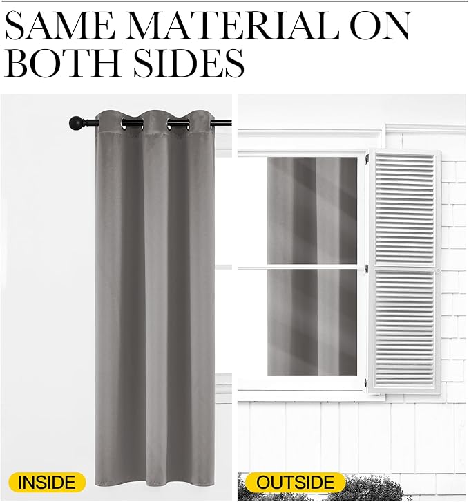 NICETOWN Room Darkening Cafe Satin Curtains for Small Windows, 42" Wide by 63" Long, 2 Panels, Chrome Gray, Grommet Privacy Blackout Drapes for Play Room