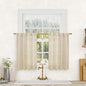 LAMIT Semi Sheer Linen Curtains 36 Inch Length 2 Panels, Light Filtering Panels Back Tab and Rod Pocket Neutral Drapes for Cafe/Kitchen/Loft Room, Linen, 25 x 36 Inch