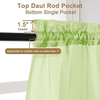 Chyhomenyc Extra Long Sheer Curtains 120 Inches Long 2 Panels Set, Light Filtering Voile Curtain Drapes for Floor to Ceiling Window Patio Sliding Door, 10FT, Lime