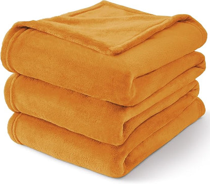 BEDELITE Fleece Blankets Queen Size Burnt Orange Throw Blankets for Bed, Luxury Plush Cozy Fuzzy Blanket 90x90 inches, Super Soft & Warm Blankets for All Seasons