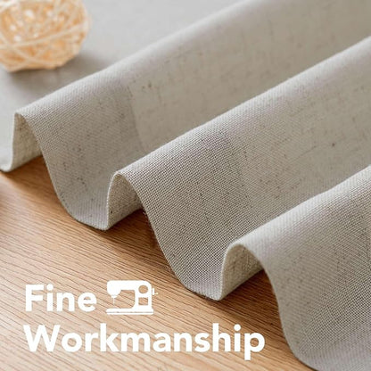 H.VERSAILTEX Living Room Linen Curtains - Semi Sheer, Nickel Grommet, Energy Saving, Light Filtering Window Treatments - Oatmeal, 2 Panels, 52 x 84 Inch
