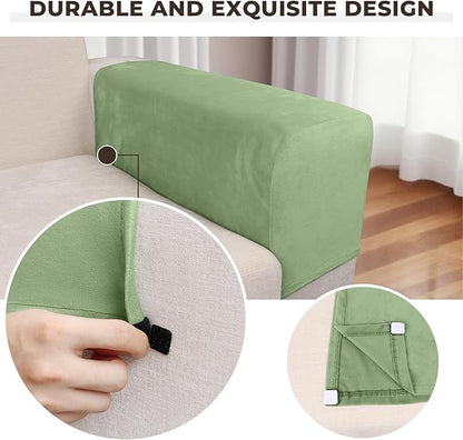 Couch Arm Covers 2 Pcs Sofa Armrest Covers Stretch Couch,Armrest Cover for Chairs Scratch-Resistant Sofa Arm Cover Armchair Slipcovers,Avocado Green