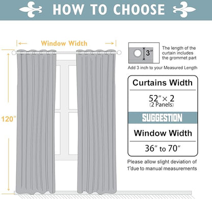 ChrisDowa Blackout Curtains 120 Inches Long 2 Panels Set for Living Room, Grommet Thermal Insulated Room Darkening Curtains for Bedroom (Burgundy Red, 52 x 120 Inch)