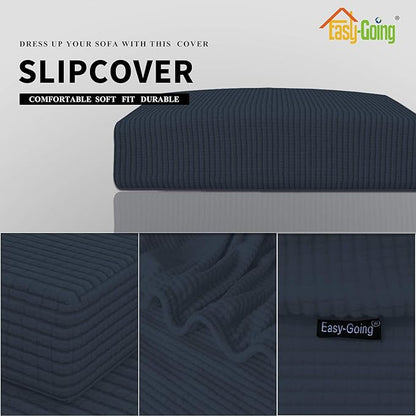 Easy-Going Stretch Loveseat Cushion Cover Sofa Cushion Furniture Protector Sofa Seat Sofa Slipcover Sofa Cover Soft Flexibility with Elastic Bottom(Loveseat Cushion, Dark Blue)