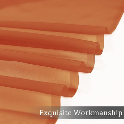 OWENIE Sheer Curtains 63 inch Length 2 Panels Set, Rod Pocket Voile Fimly Sheer Drapes for Living Room/Bedroom, 2pcs, Each 42" W x 63" L, Orange