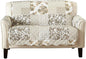 Great Bay Home Reversible Patchwork Loveseat Cover - Washable Slipcover Furniture Protector with Elastic Straps - Perfect for Kids & Pets - Box-Stitched Detail (Taupe)