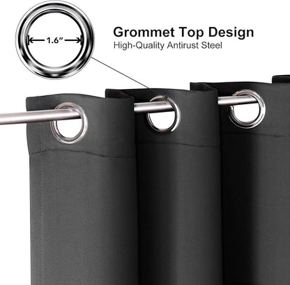 ChrisDowa Small Window Curtains for Kitchen and Bedroom - Grommet Short Thermal Insulated Room Darkening Curtains (2 Panels, Dark Grey, 36 x 24 Inch)
