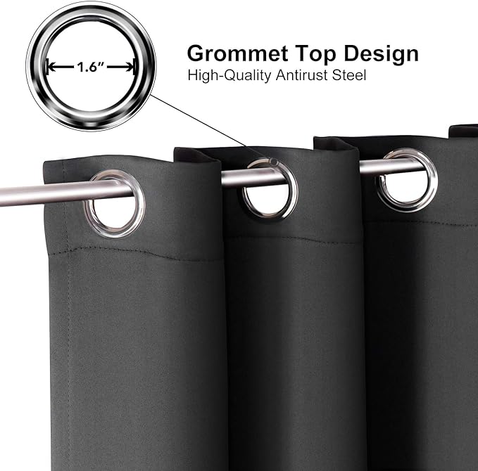ChrisDowa Small Window Curtains for Kitchen and Bedroom - Grommet Short Thermal Insulated Room Darkening Curtains (2 Panels, Dark Grey, 42 x 36 Inch)