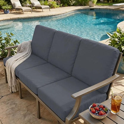 hyha Milk Silk Couch Cushion Covers, Soft Magic Sofa Covers Washable for 2 Cushion Couch, Stretch Sectional Outdoor Cushion Covers for Patio Furniture with Elastic Bottom(2 Packs, Dark Gray)
