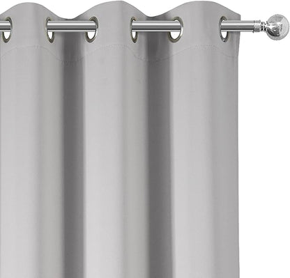 LEMOMO Blackout Curtains 42 x 95 inch/Light Grey Curtains Set of 2 Panels/Thermal Insulated Room Darkening Bedroom Curtains