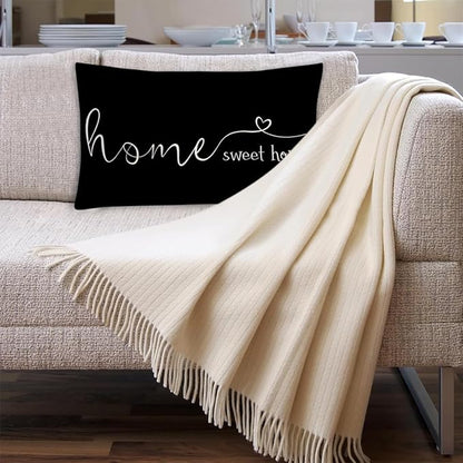 MFGNEH Farmhouse Pillow Covers, 12x20 Inch - Home Decorative Throw Pillow Case, Housewarming Gift, Black