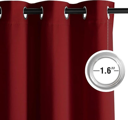 NICETOWN Room Darkening Draperies Curtains Panels, 2 Panels Burgundy Red W52 x L84