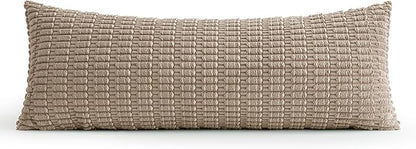 MIULEE Pack of 1 Light Brown Long Body Lumbar Decorative Throw Pillow Cover 14x36 Inch for Bed Couch Sofa Living Room Soft Boho Pillow Cover Modern Farmhouse Home Decor