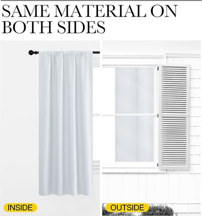 NICETOWN Bedroom Window Curtain Panels - Window Treatment Thermal Insulated Rod Pocket Room Darkening Curtains/Drapes for Patio Door (Greyish White, 2 Panels, 70 in x 84 in (W x L))