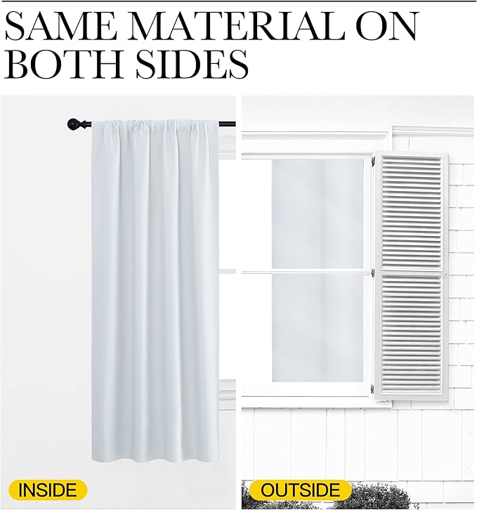 NICETOWN Bedroom Window Curtain Panels - Window Treatment Thermal Insulated Rod Pocket Room Darkening Drapes for Patio Door (Greyish White, 2 Panels, 52 in x 72 in (W x L))