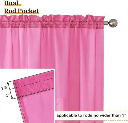 Aiyufeng Hot Pink Sheer Curtains 84 Inches Long 2 Panels Set for Living Room, Light Filtering Window Sheer Drapes for Bedroom, Each 42" W x 84" L