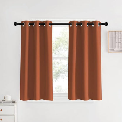 NICETOWN Kitchen Curtains Small Window Curtains & Drapes, Burnt Orange, 34" W x 40" L, 2 PCs, Thermal Insulated Solid Grommet Panels for Cupboard, Loft, Cafe, Dining Room