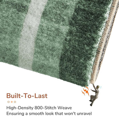 OPPODREAM Border Soft Area Rugs 8x10, Washable Green Rug with Non Slip Backing, 8 x 10 Faux Cashmere Low-Pile 8x10 Carpet