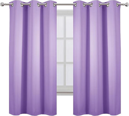 LEMOMO Lavender Blackout Curtains 42 x 63 Inch Length/Set of 2 Curtain Panels/Thermal Insulated Room Darkening Blackout Curtains for Bedroom