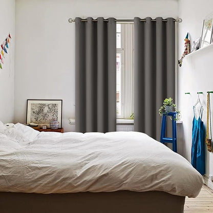 BGment Blackout Curtains for Bedroom - Grommet Thermal Insulated Room Darkening Curtains for Living Room, Set of 2 Panels, Each 46 x 84 Inch, Grey
